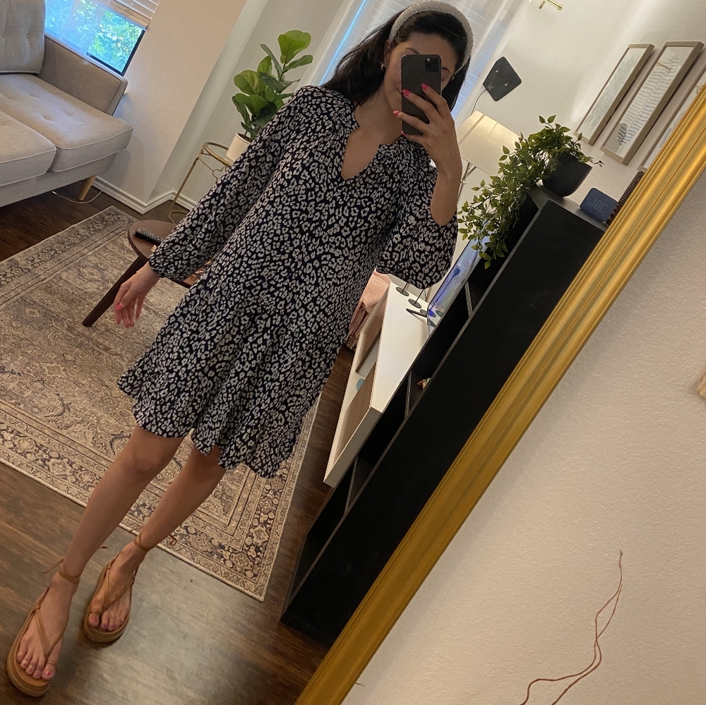 Small, Banana Republic Blue animal print dress